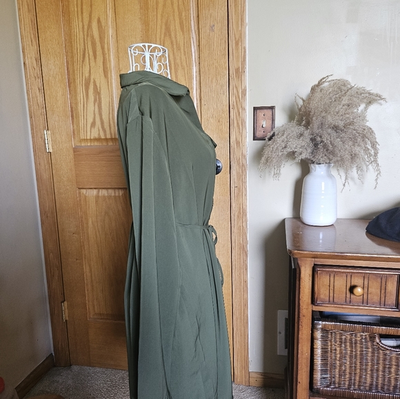 LEARN TO FLY OLIVE BUTTON FRONT SHIRT DRESS - Picture 5 of 5